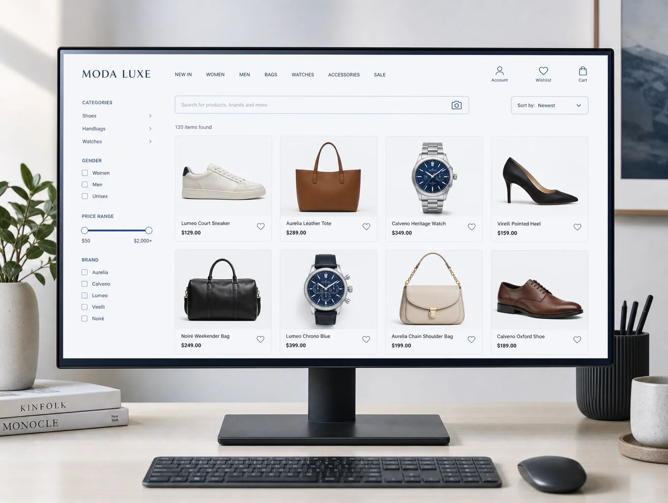 Helios Optical e-commerce storefront with high resolution product grid